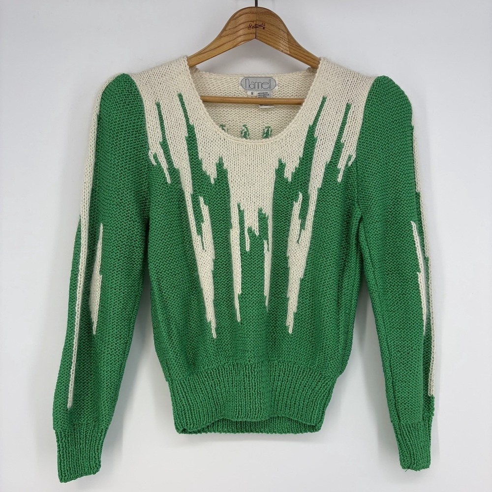 VTG Nannell Sweater S Green Angora Soft Girl Feminine Fairy Whimsical Mystical